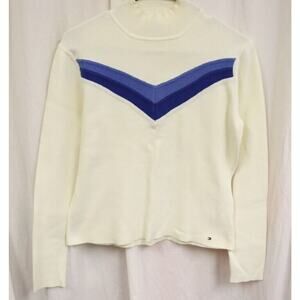 Tommy Hilfiger Sweater White Long Sleeves Medium Mock Neck (8)